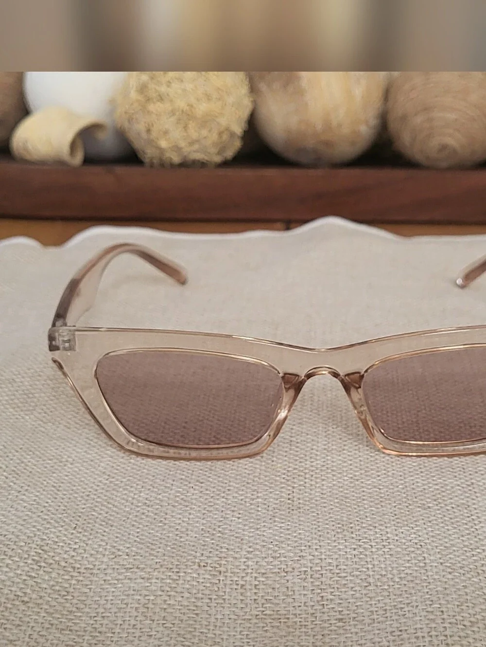 Transparent Beige Cat-Eye Sunglasses - Women Accessories